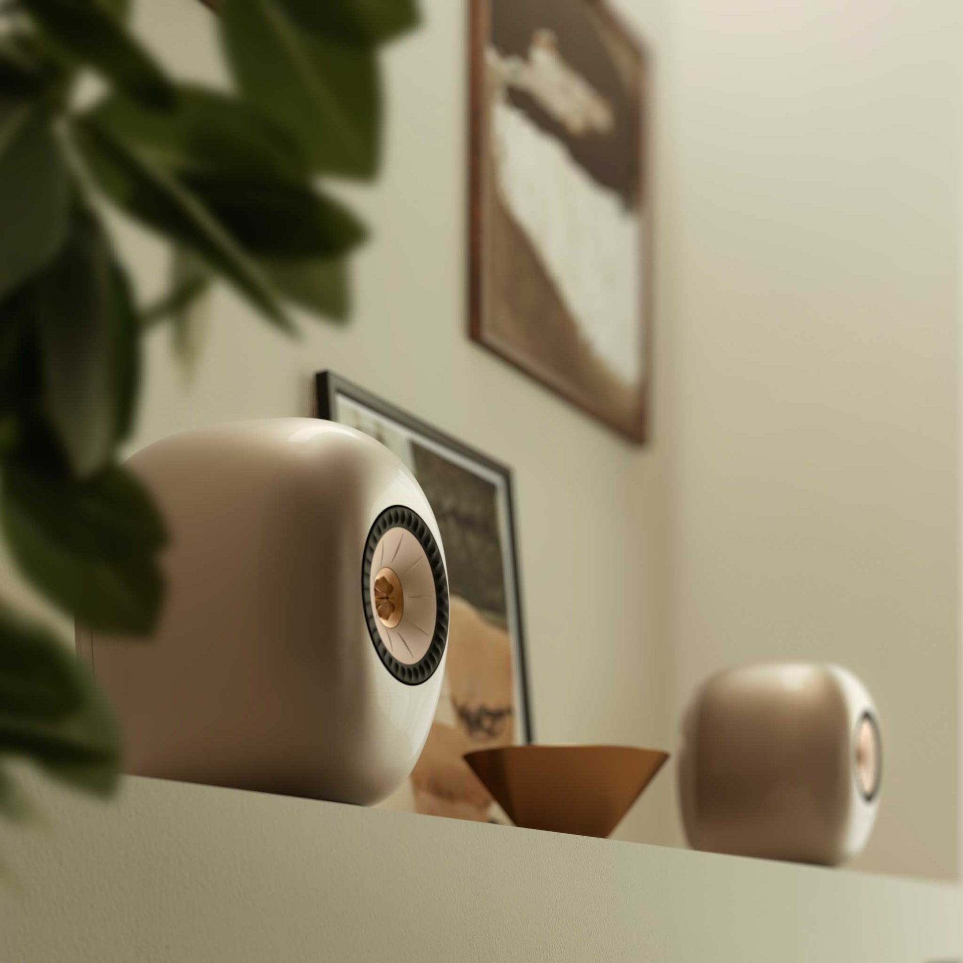 KEF LS LUXE Dusk Titanium Room Setting