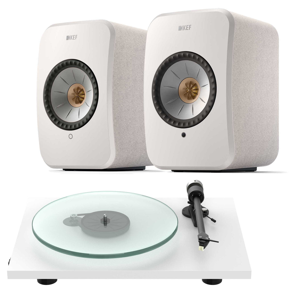 KEF LSX II with Pro-Ject T2 Super Phono White