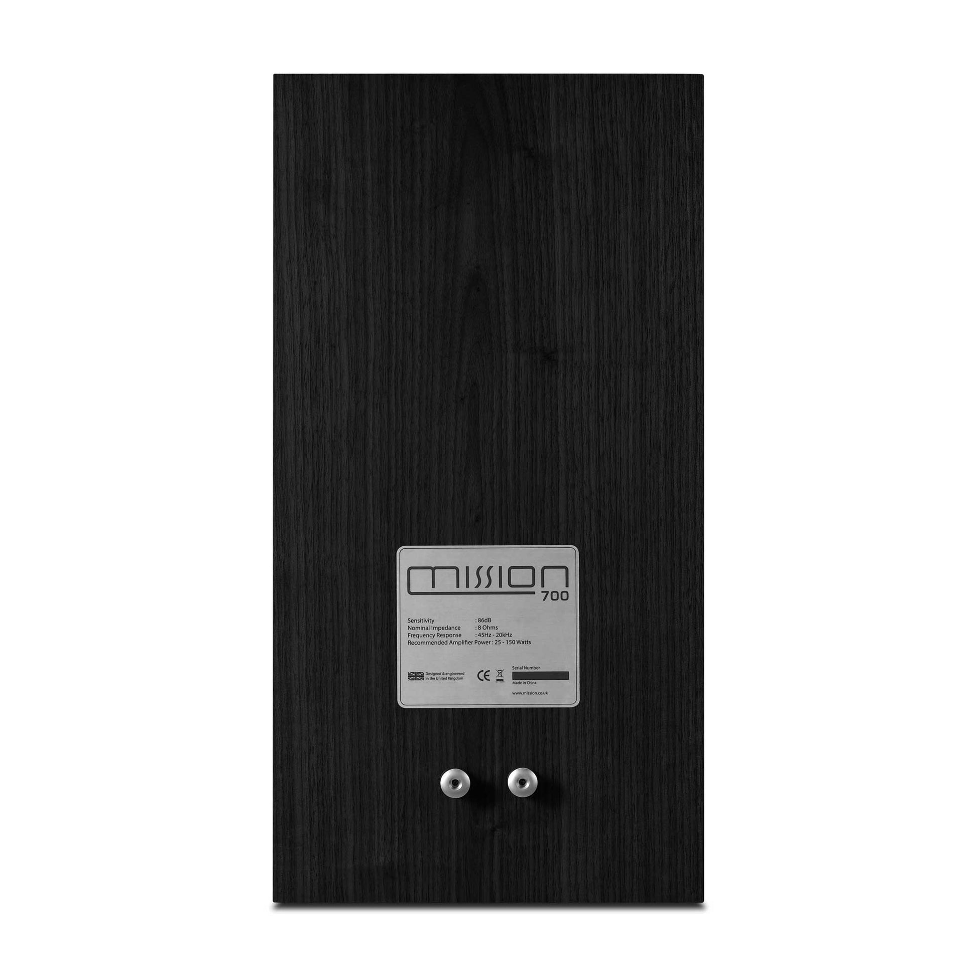 Mission 700 Bookshelf Speakers Black Oak Rear View