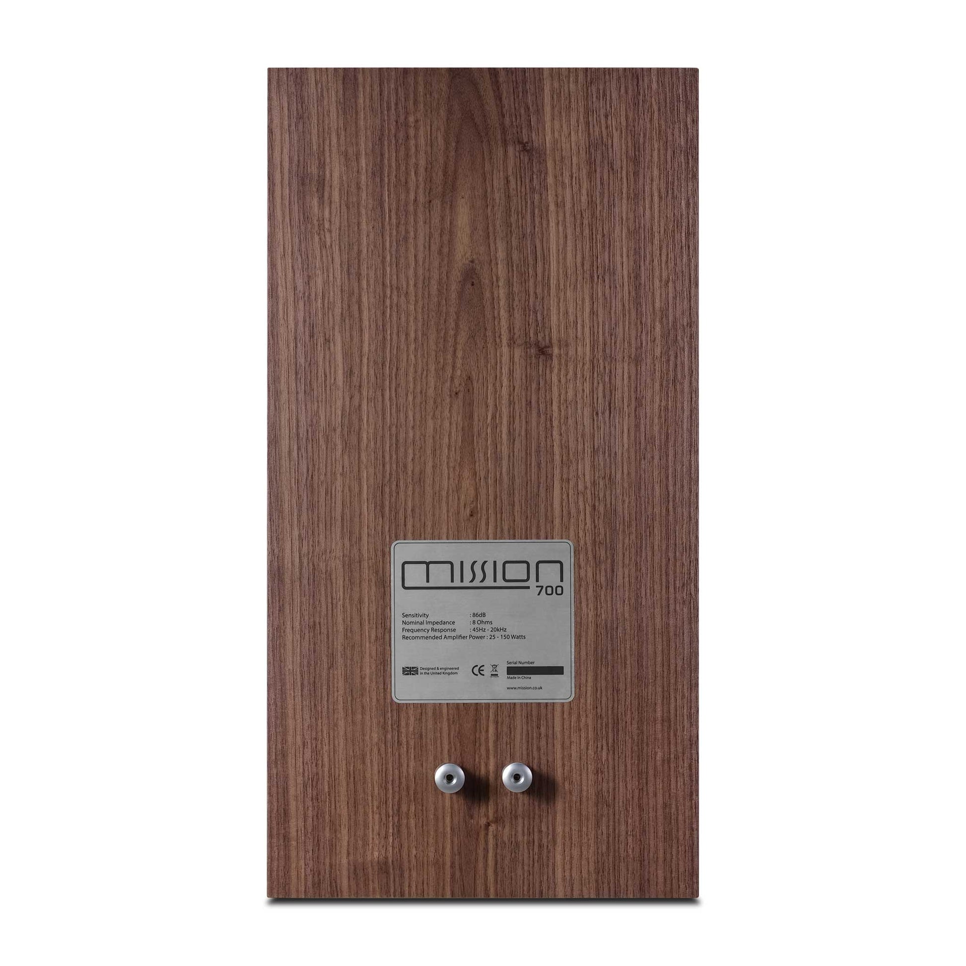 Mission 700 Bookshelf Speakers Walnut Pearl Rear View