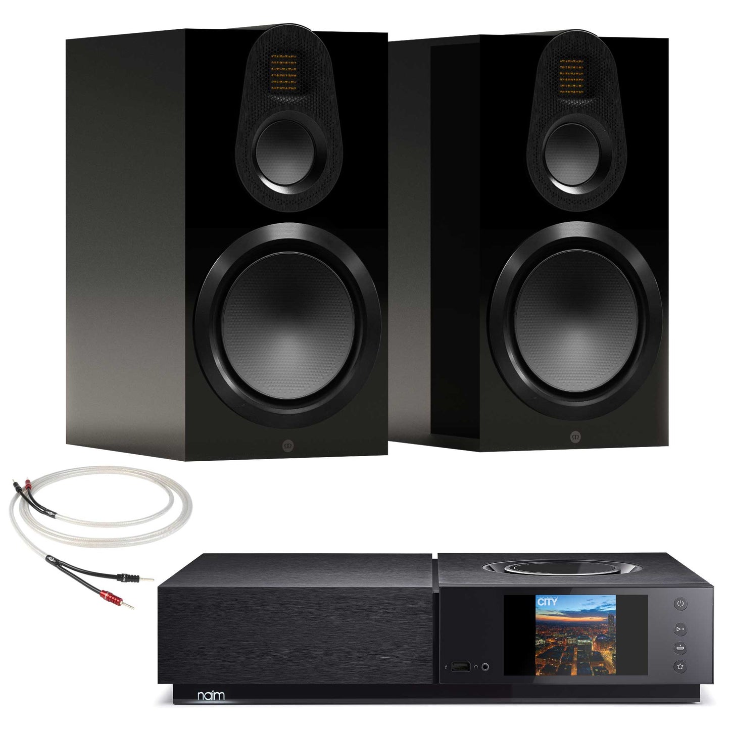 Naim Uniti Nova with Monitor Audio Gold 100 6G Speakers Black Gloss 