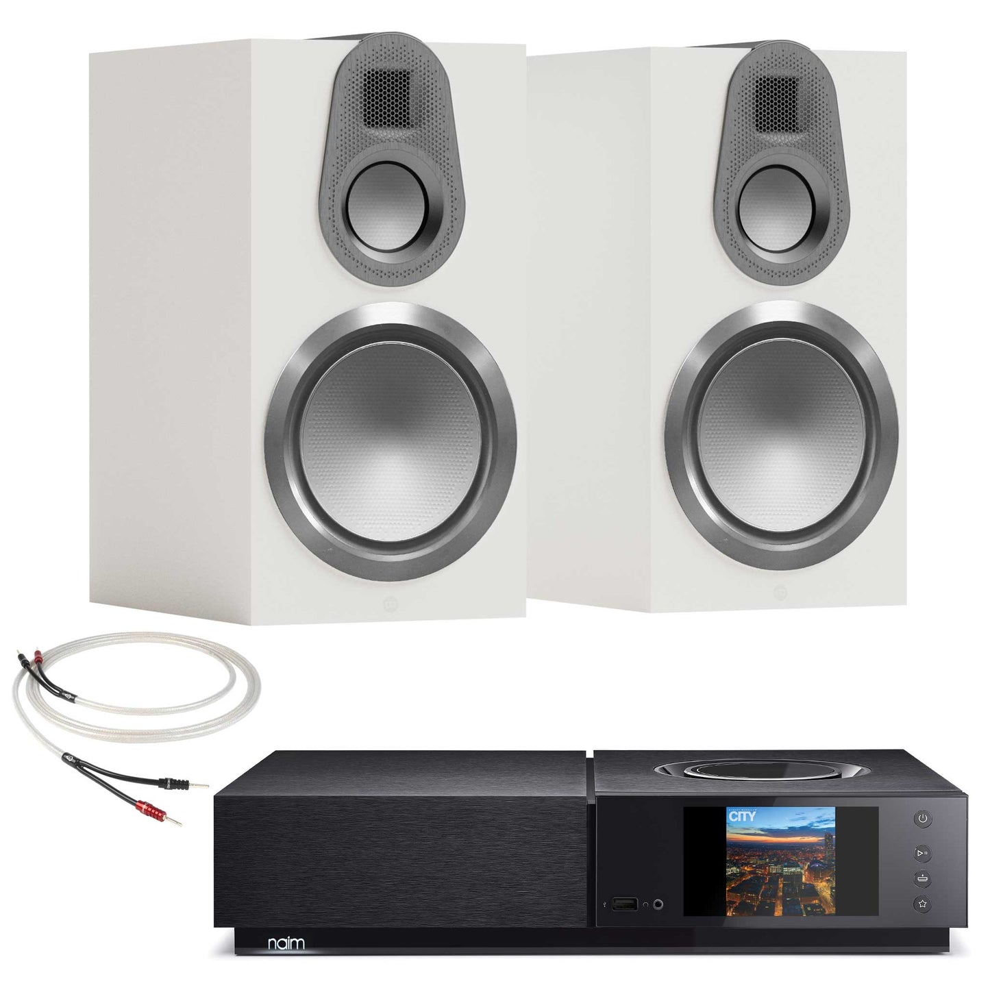 Naim Uniti Nova with Monitor Audio Gold 100 6G Speakers Satin White