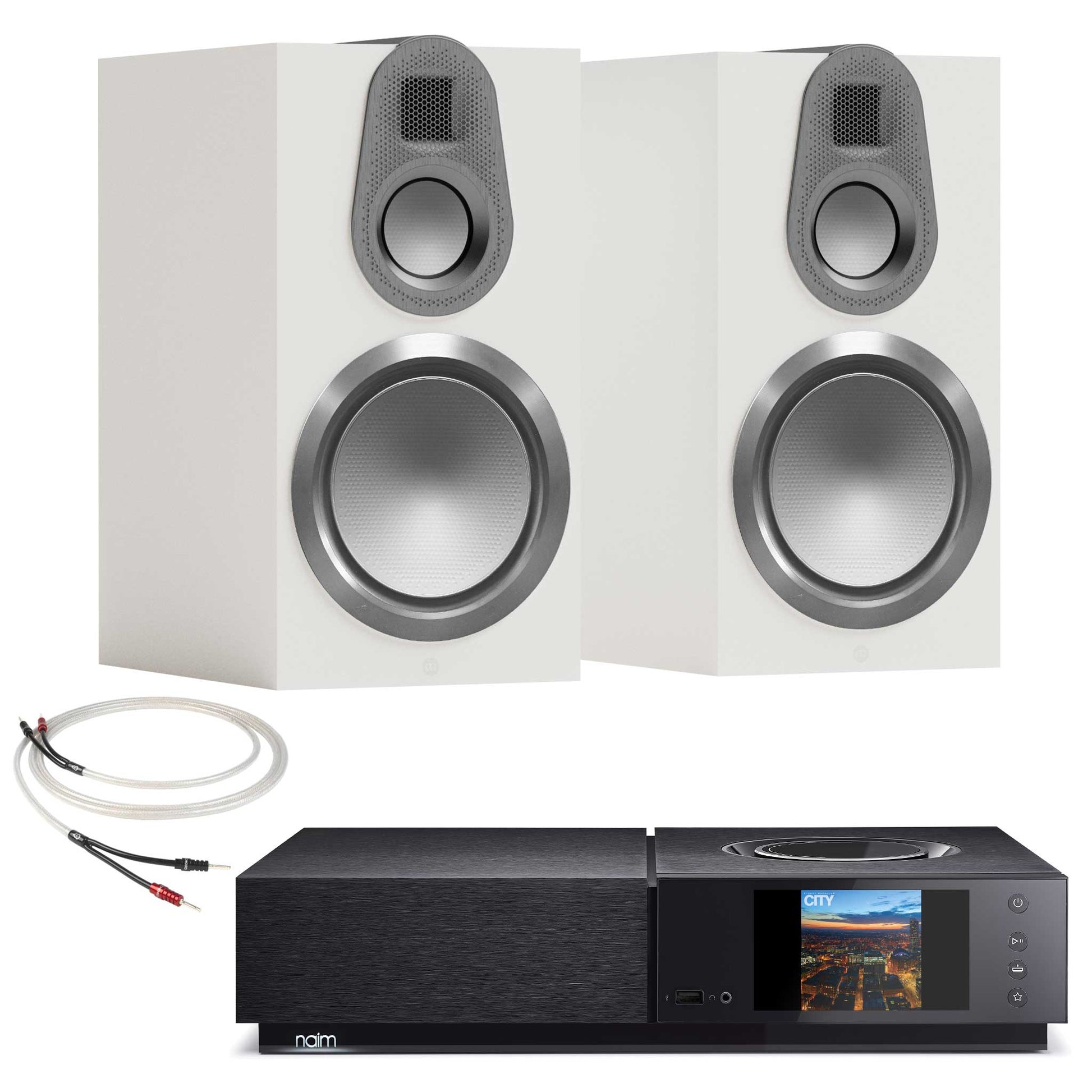 Naim Uniti Nova with Monitor Audio Gold 100 6G Speakers Satin White