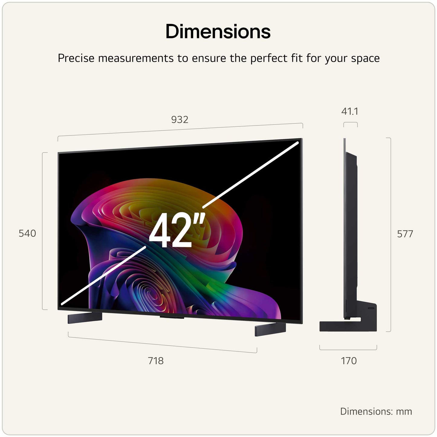 LG OLED42C66LB Dimensions