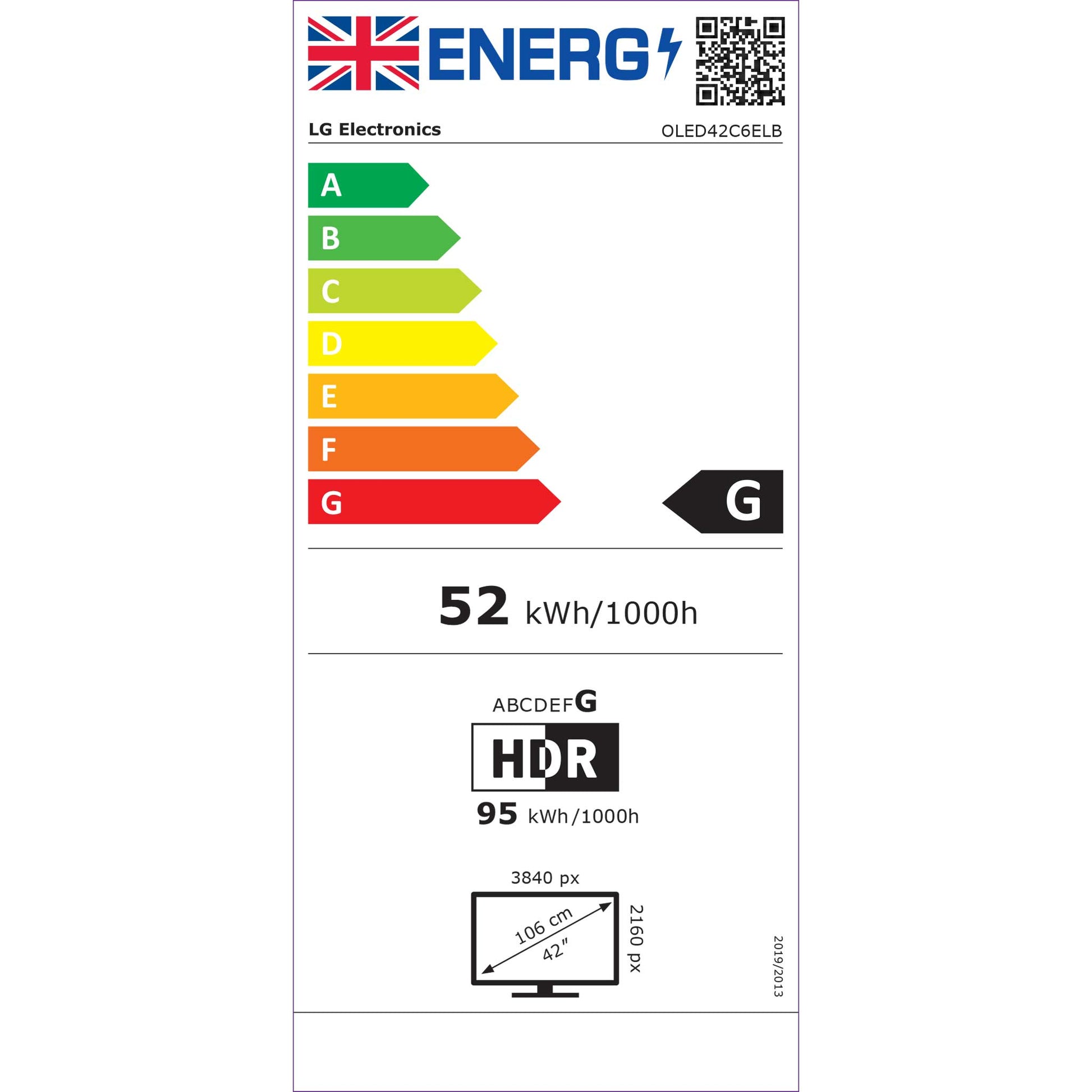 LG OLED42C66LB Energy Label