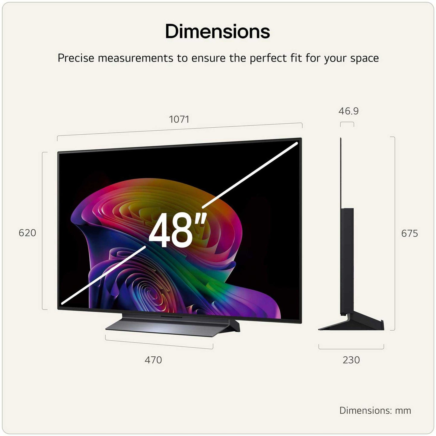 LG OLED48C66LB Dimensions