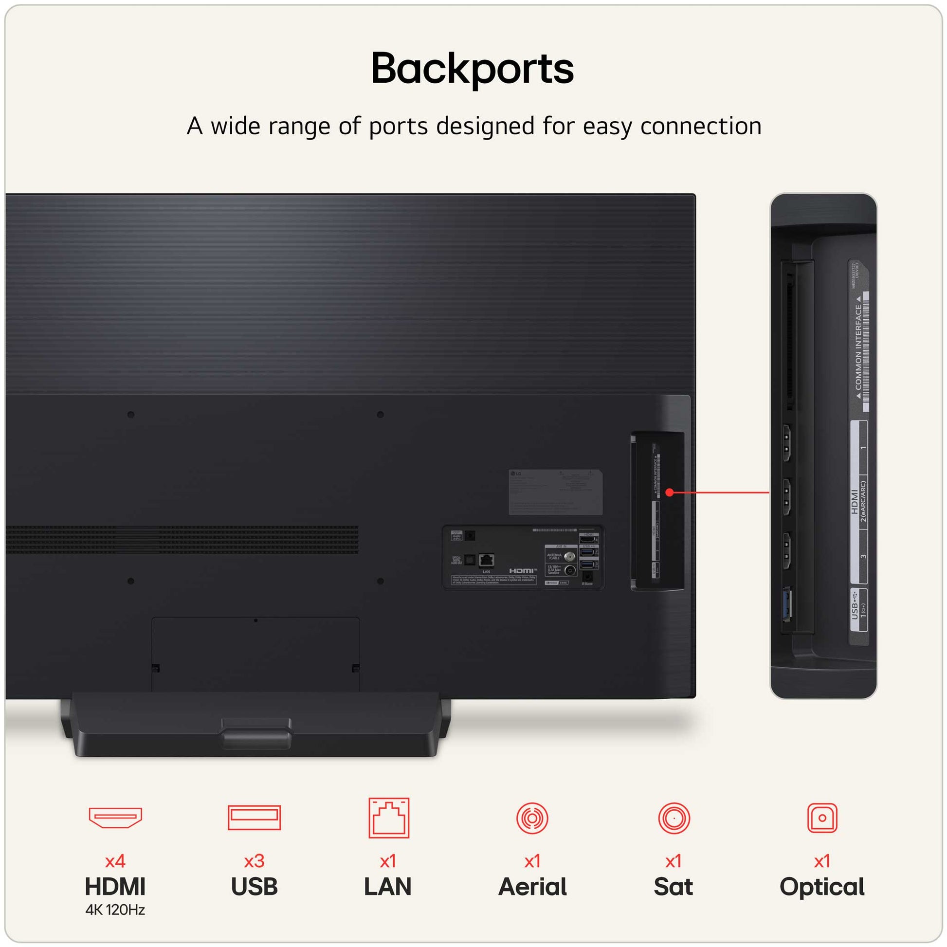 LG OLED48G66LS Rear Inputs