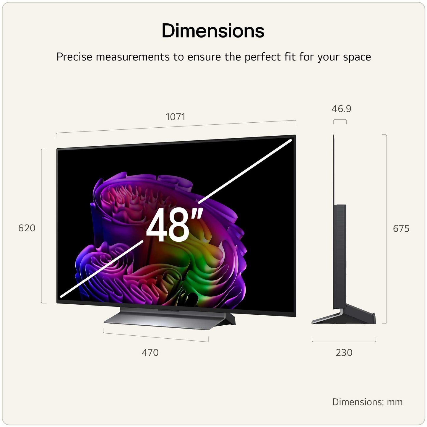 LG OLED48G66LS Dimensions