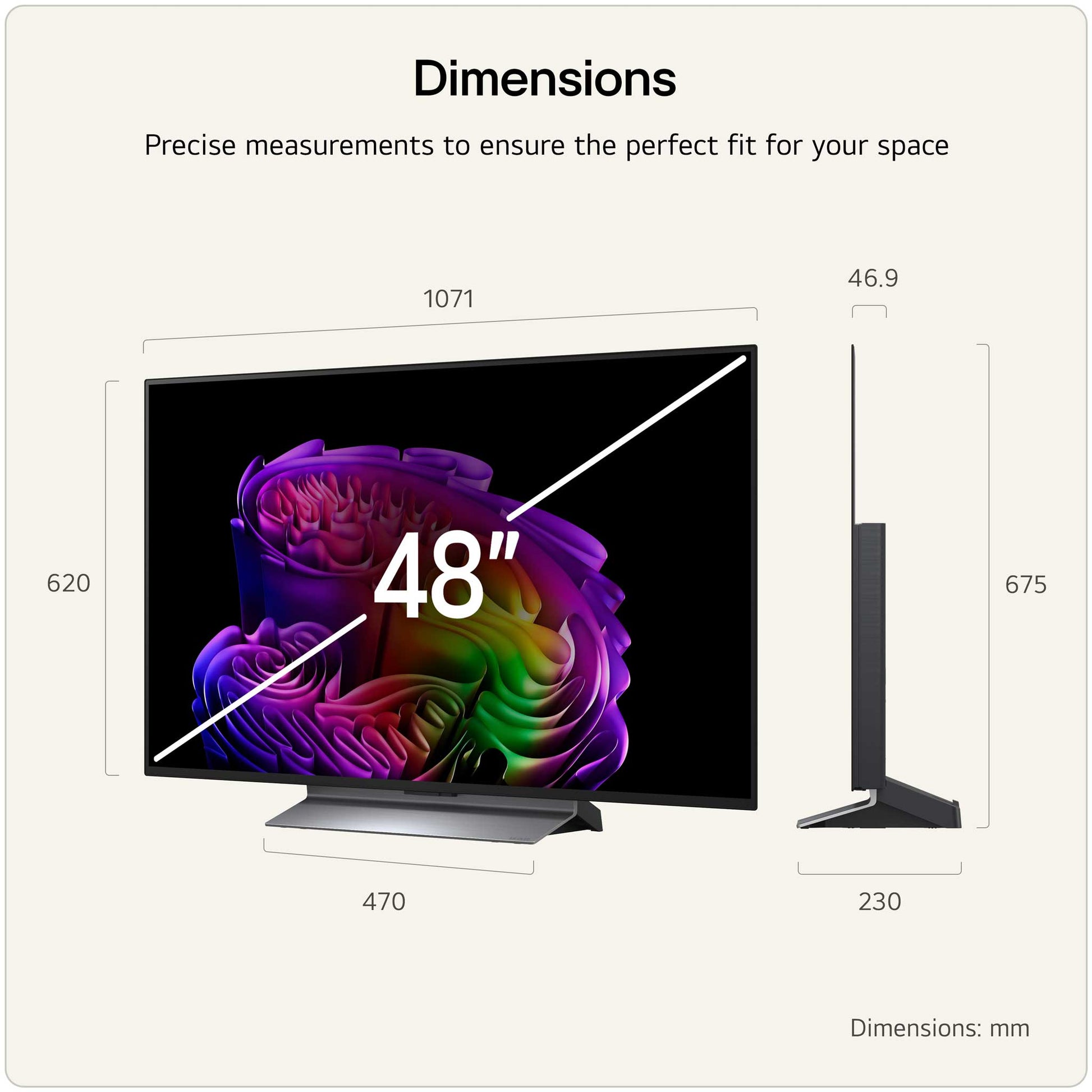 LG OLED48G66LS Dimensions