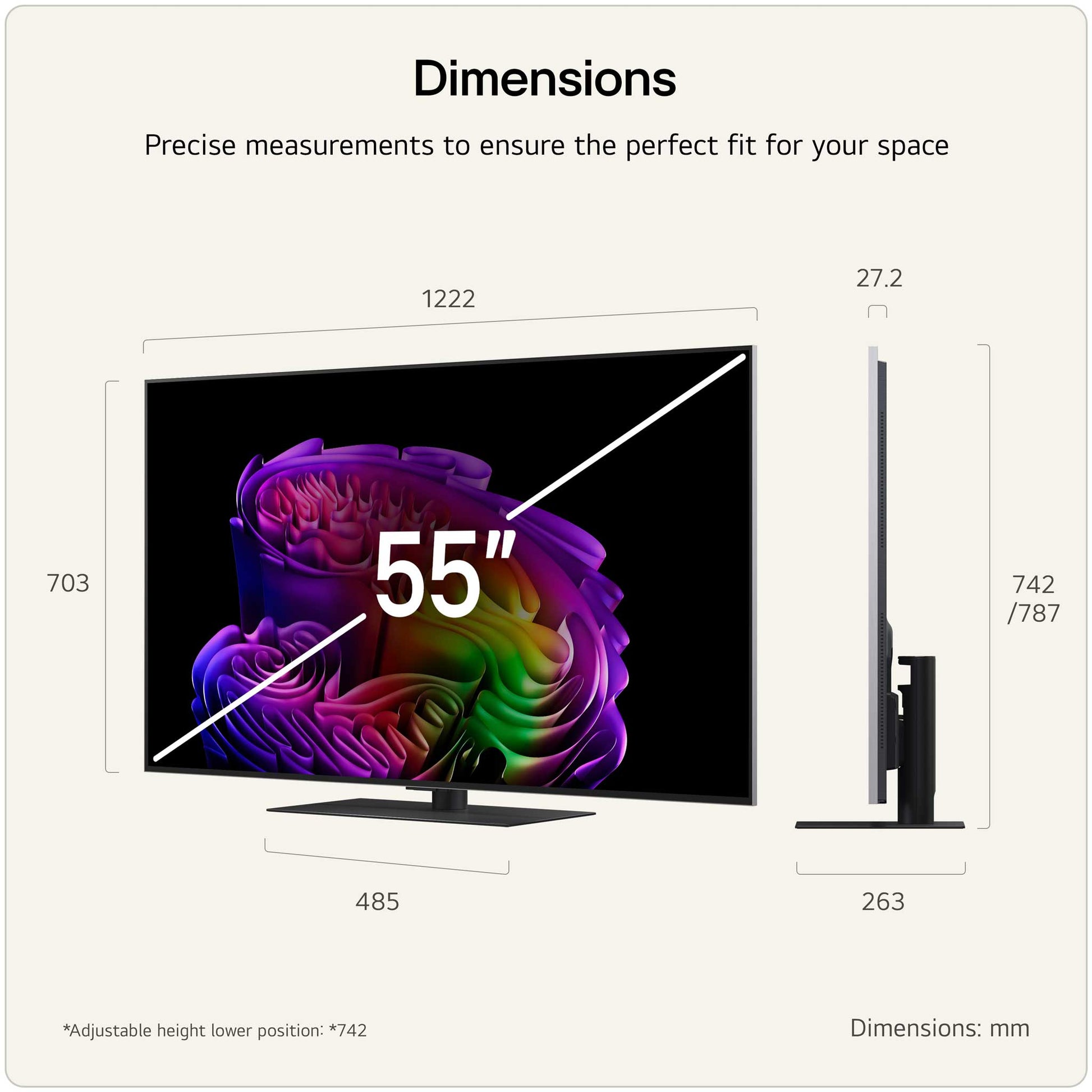 LG OLED55G66LS Dimensions