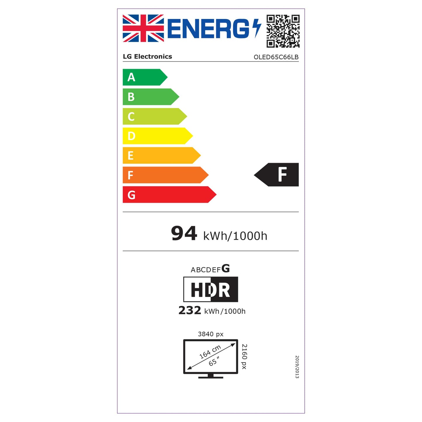 LG OLED65C66LB Energy Label