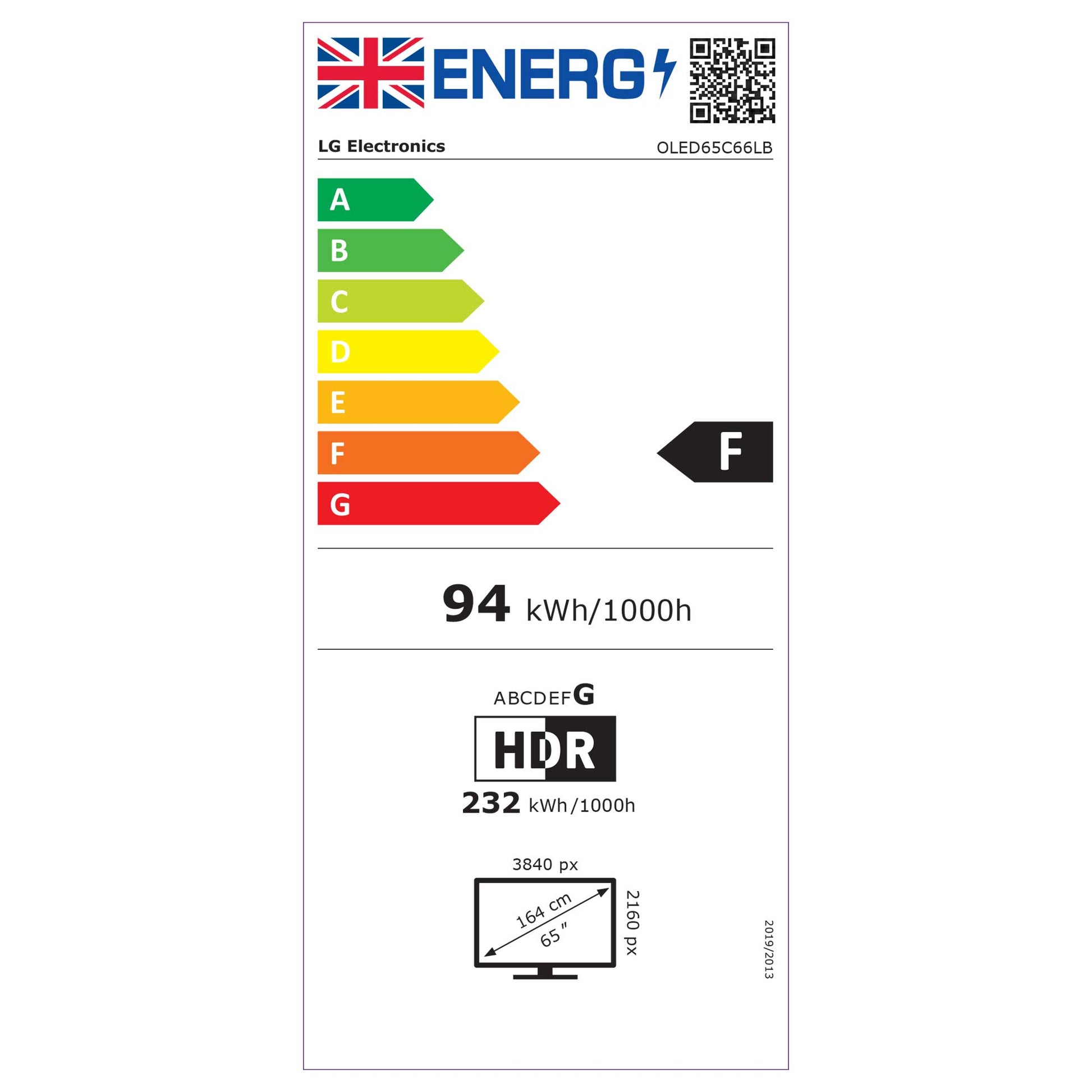 LG OLED65C66LB Energy Label