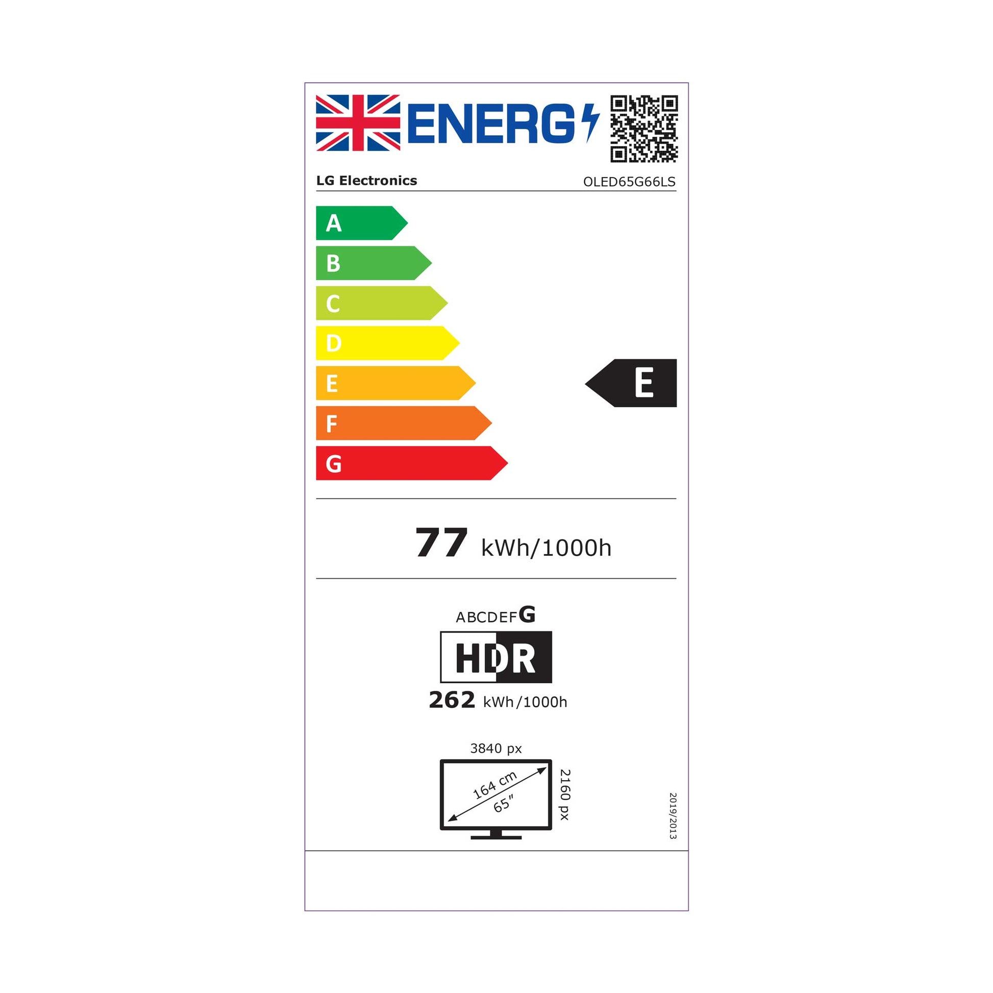 LG OLED65G66LS Energy Label