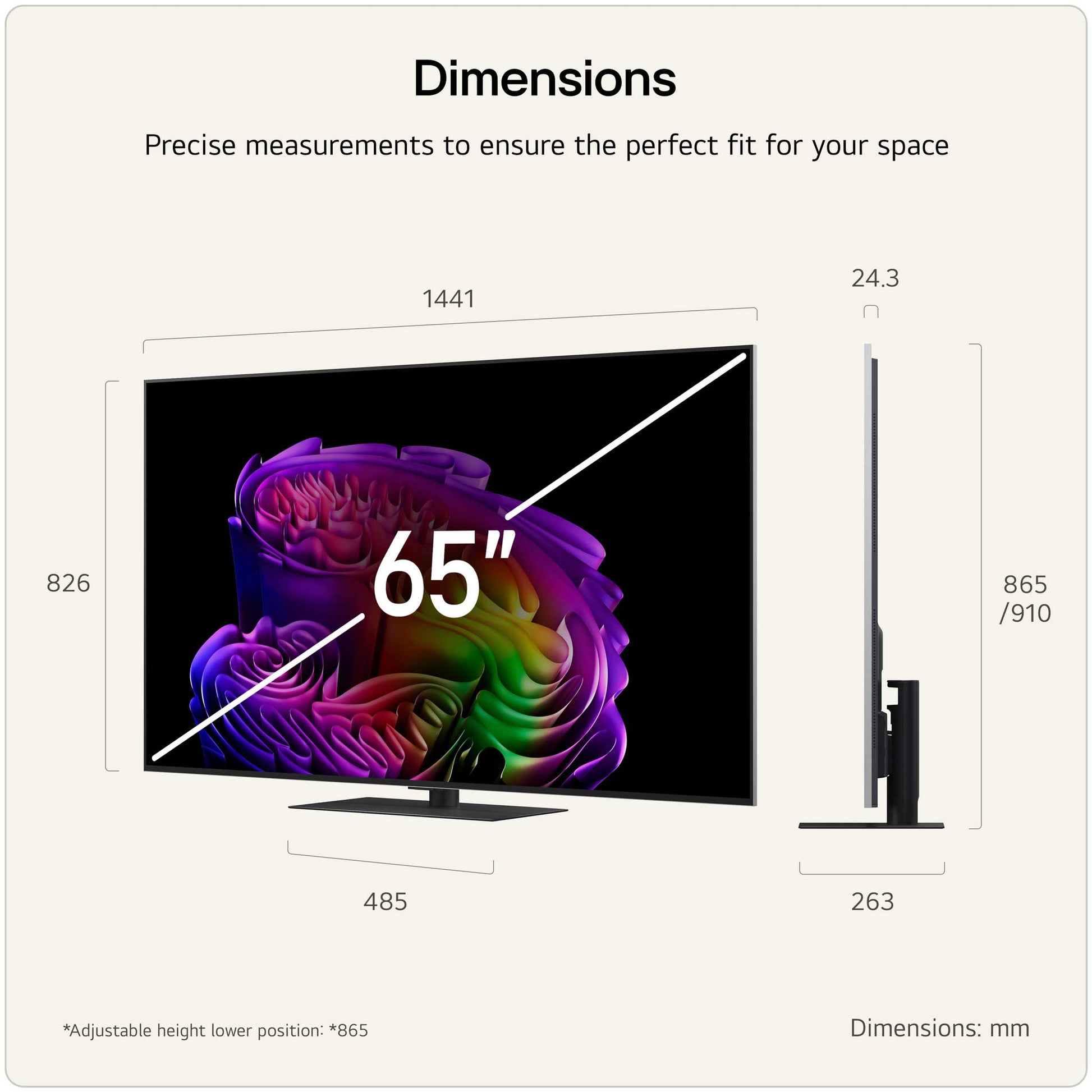LG OLED65G66LS Dimensions