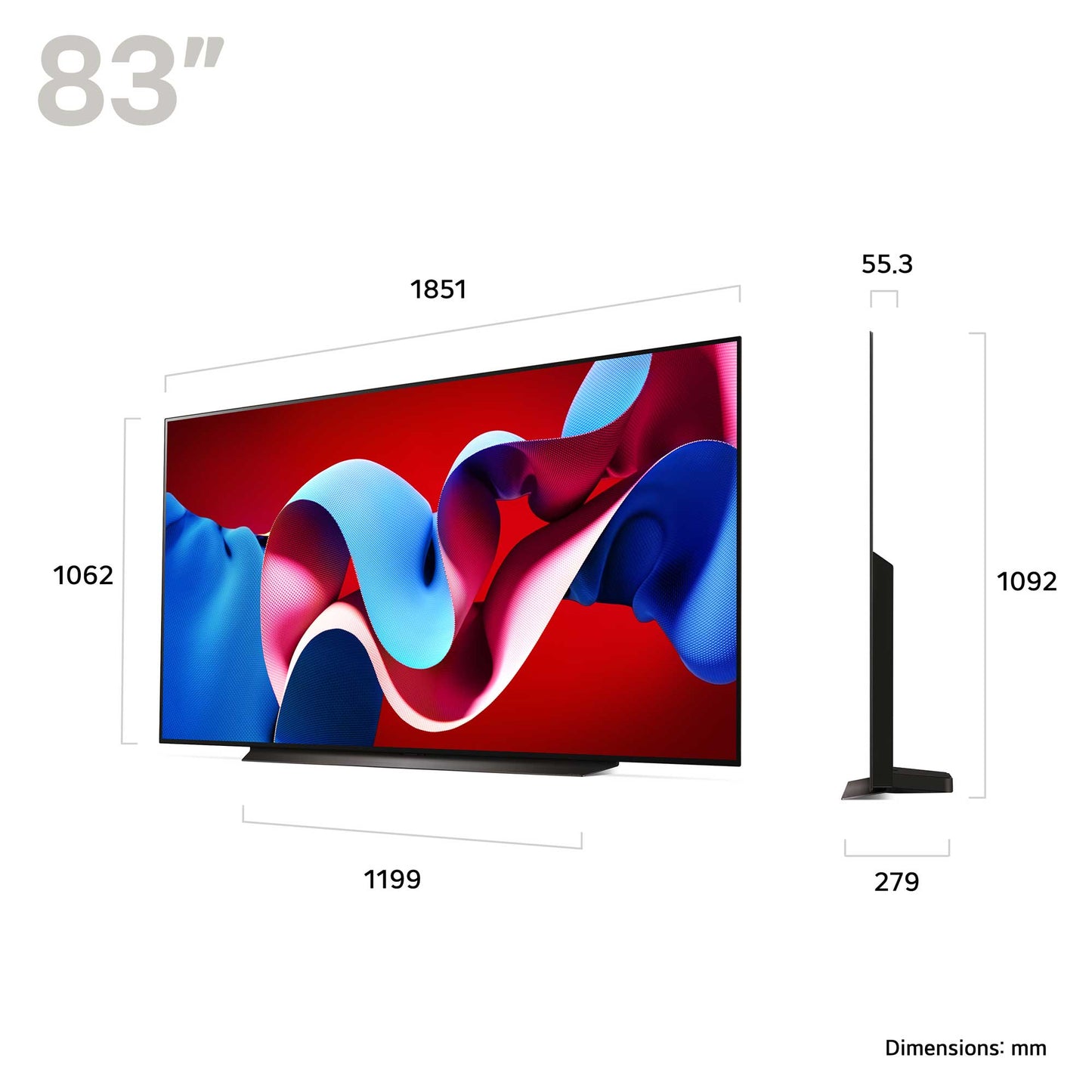 LG OLED83C44LA Dimensions
