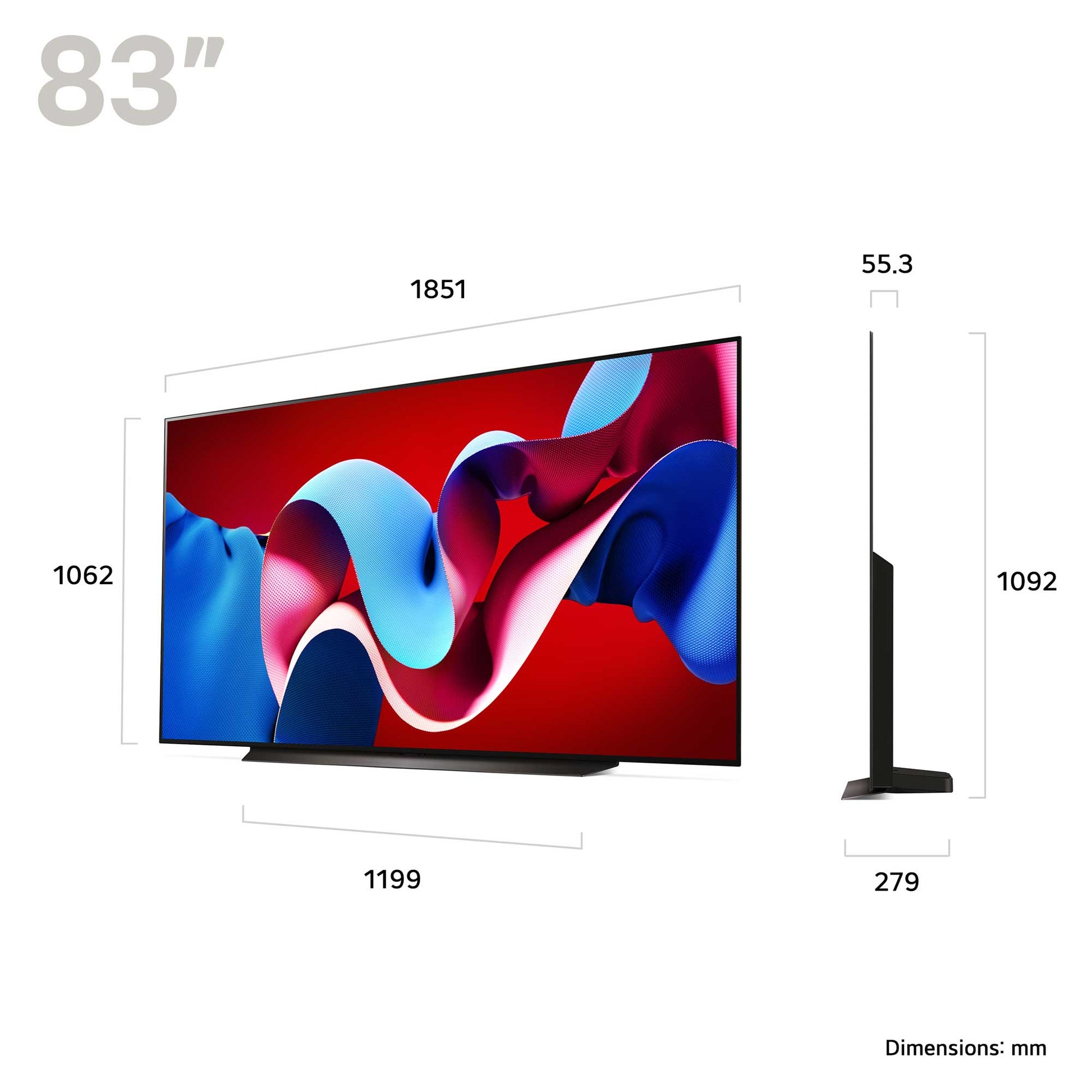 LG OLED83C44LA Dimensions