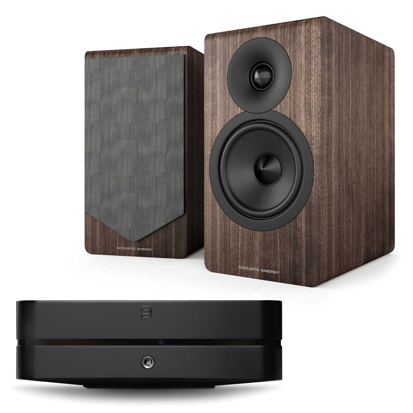 Bluesound Powernode (N331) Black with Acoustic Energy AE300² Walnut