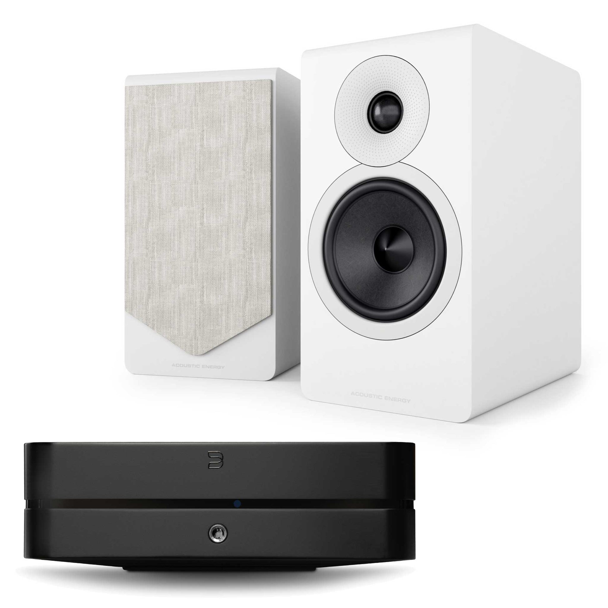 Bluesound Powernode (N331) Black with Acoustic Energy AE300² White