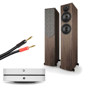 Bluesound Powernode (N331) White with Acoustic Energy AE309² Walnut