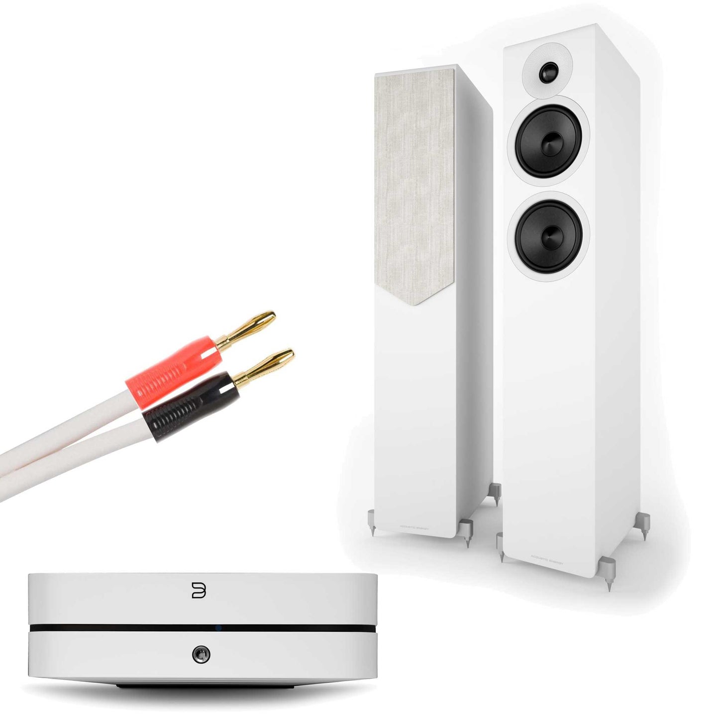 Bluesound Powernode (N331) White with Acoustic Energy AE309² Matte White