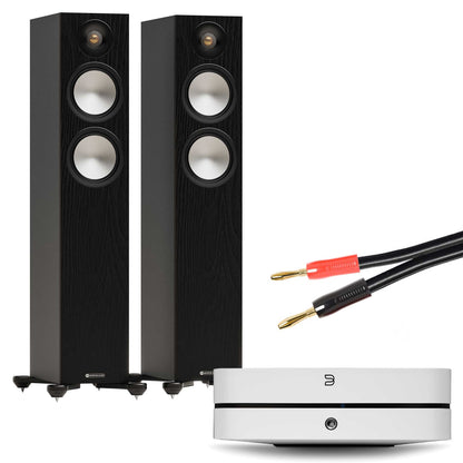 Bluesound Powernode N331 White with Monitor Audio Bronze 300 7G Black