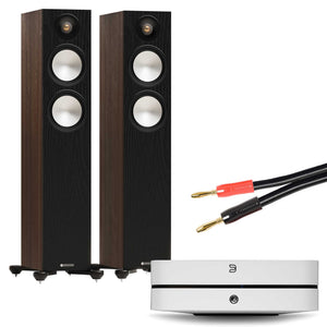 Bluesound Powernode N331 White with Monitor Audio Bronze 300 7G Walnut
