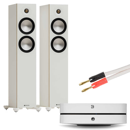Bluesound Powernode N331 White with Monitor Audio Bronze 300 7G White