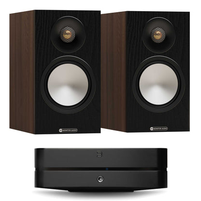 Bluesound Powernode (N331) Black with Monitor Audio Bronze 50 7G Walnut