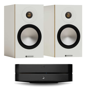 Bluesound Powernode (N331) Black with Monitor Audio Bronze 50 7G White