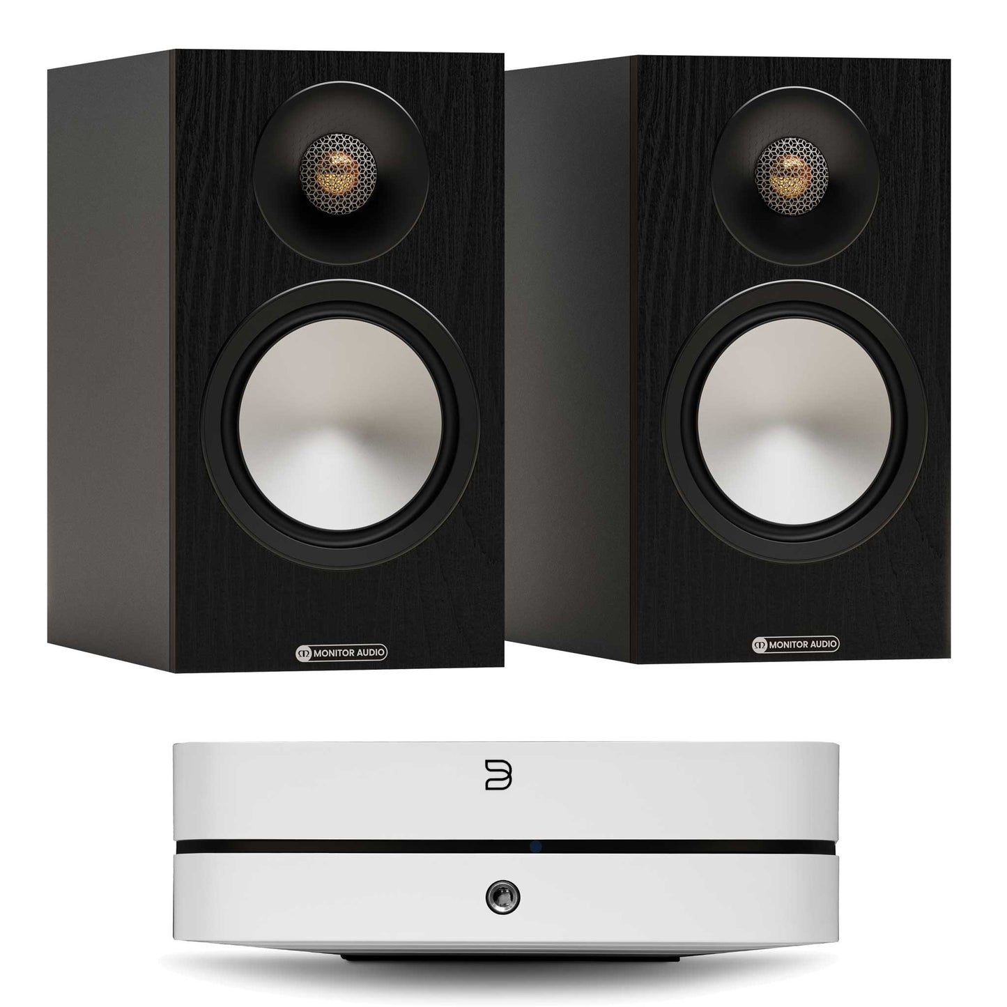 Bluesound Powernode (N331) White with Monitor Audio Bronze 50 7G Black