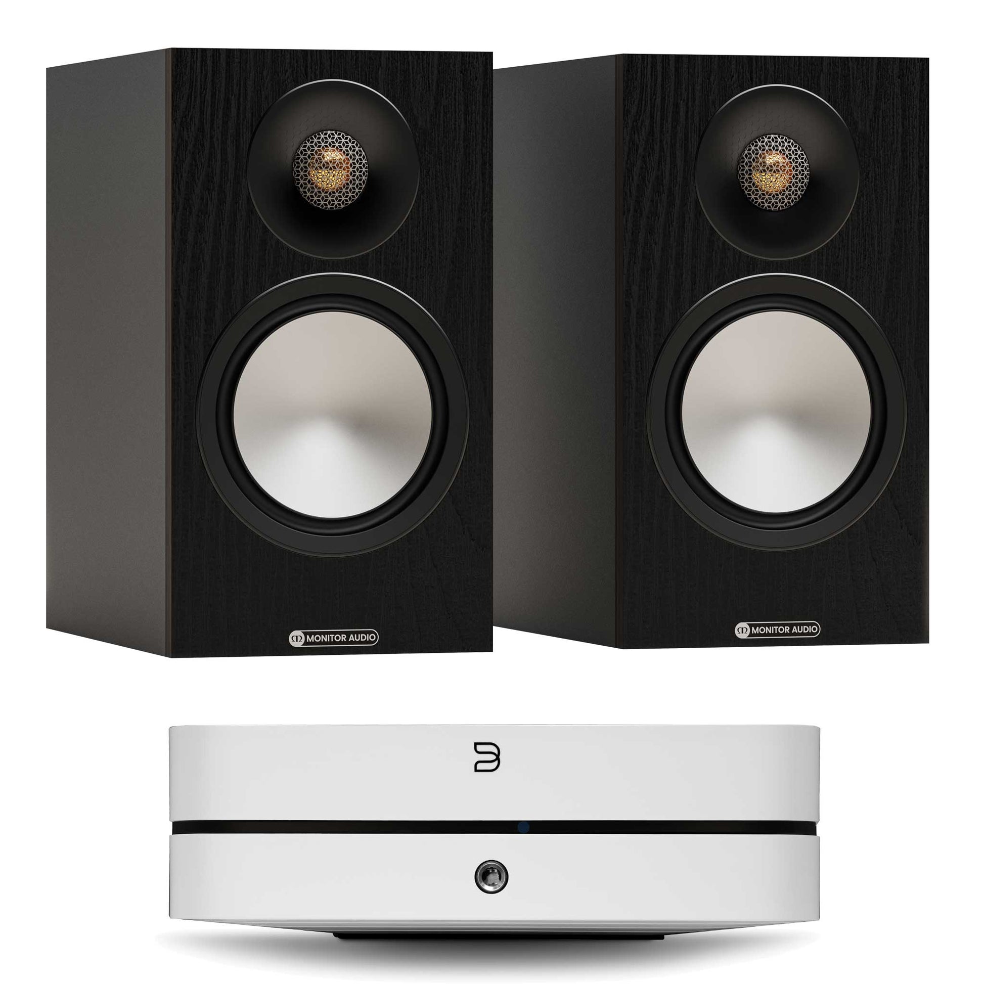 Bluesound Powernode (N331) White with Monitor Audio Bronze 50 7G Black