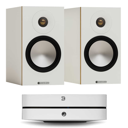 Bluesound Powernode (N331) White with Monitor Audio Bronze 50 7G White 