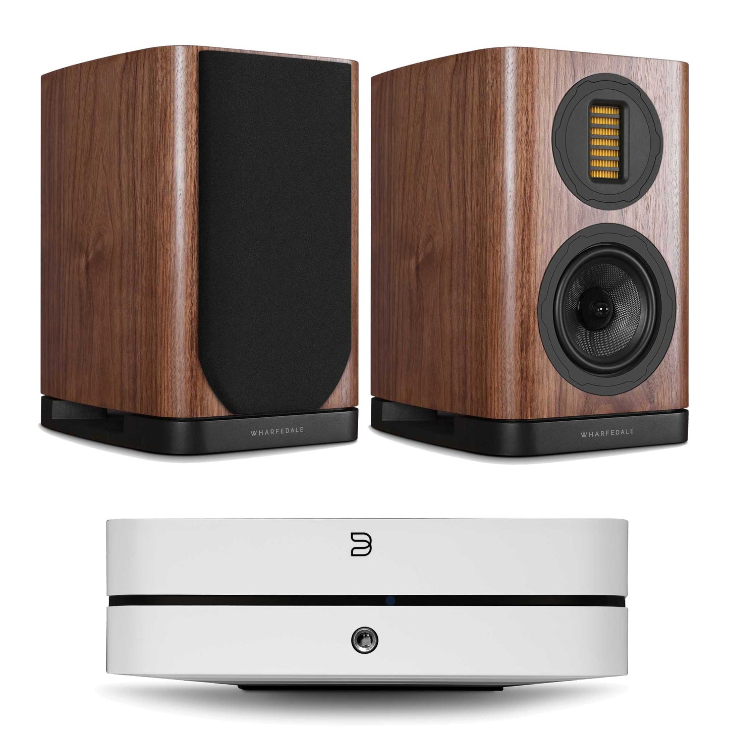 Bluesound Powernode (N331) White with Wharfedale Evo 5.1 Walnut