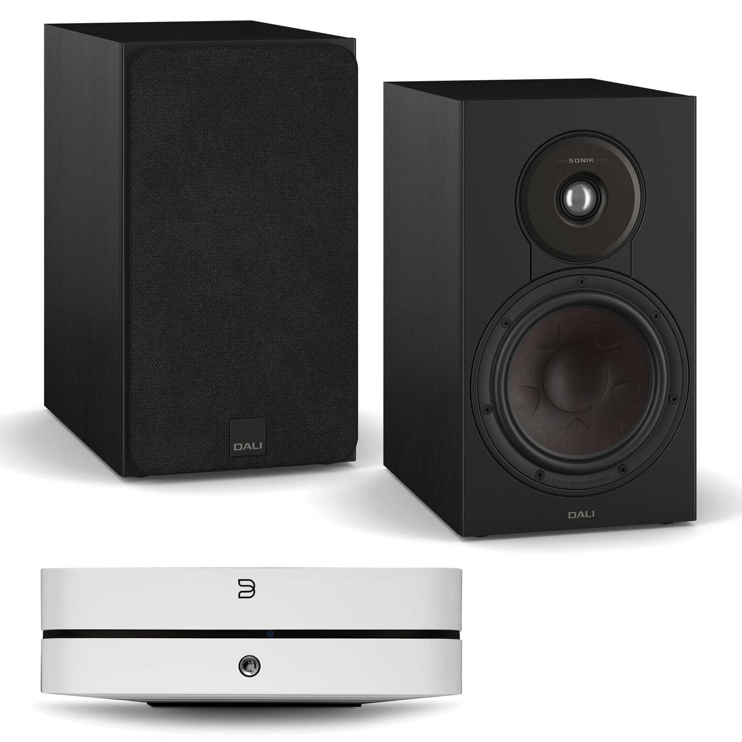 Bluesound Powernode (N331) White with Dali SONIK 3 Black Ash
