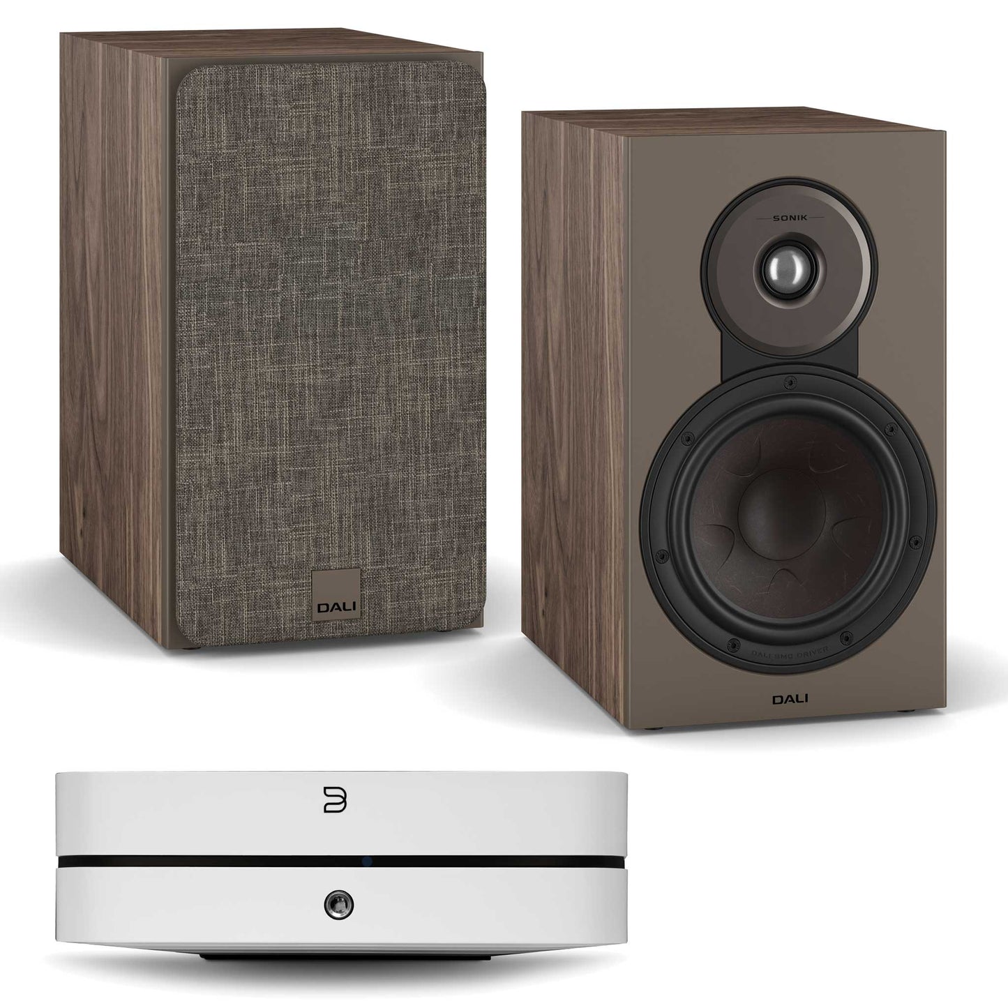Bluesound Powernode (N331) White with Dali SONIK 3 Walnut