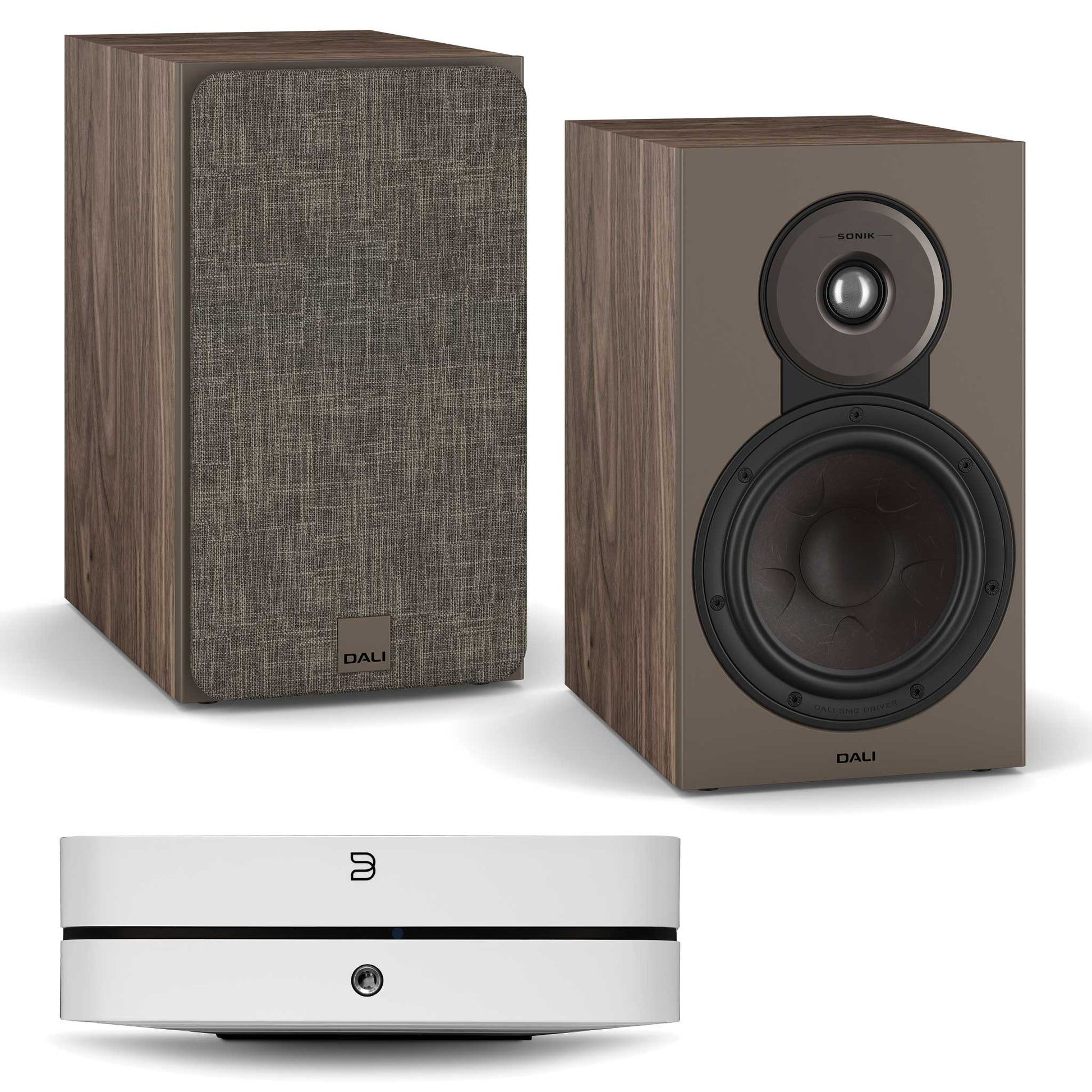 Bluesound Powernode (N331) White with Dali SONIK 3 Walnut