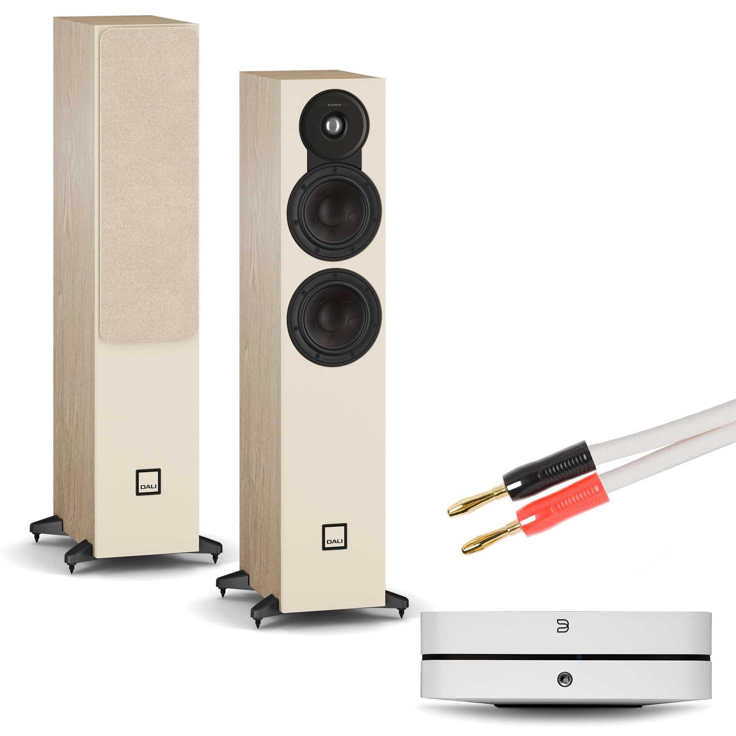 Bluesound Powernode (N331) White with Dali SONIK 5 Natural Oak