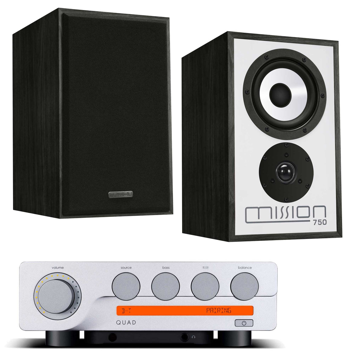 Quad 3 with Mission 750 Speakers Black