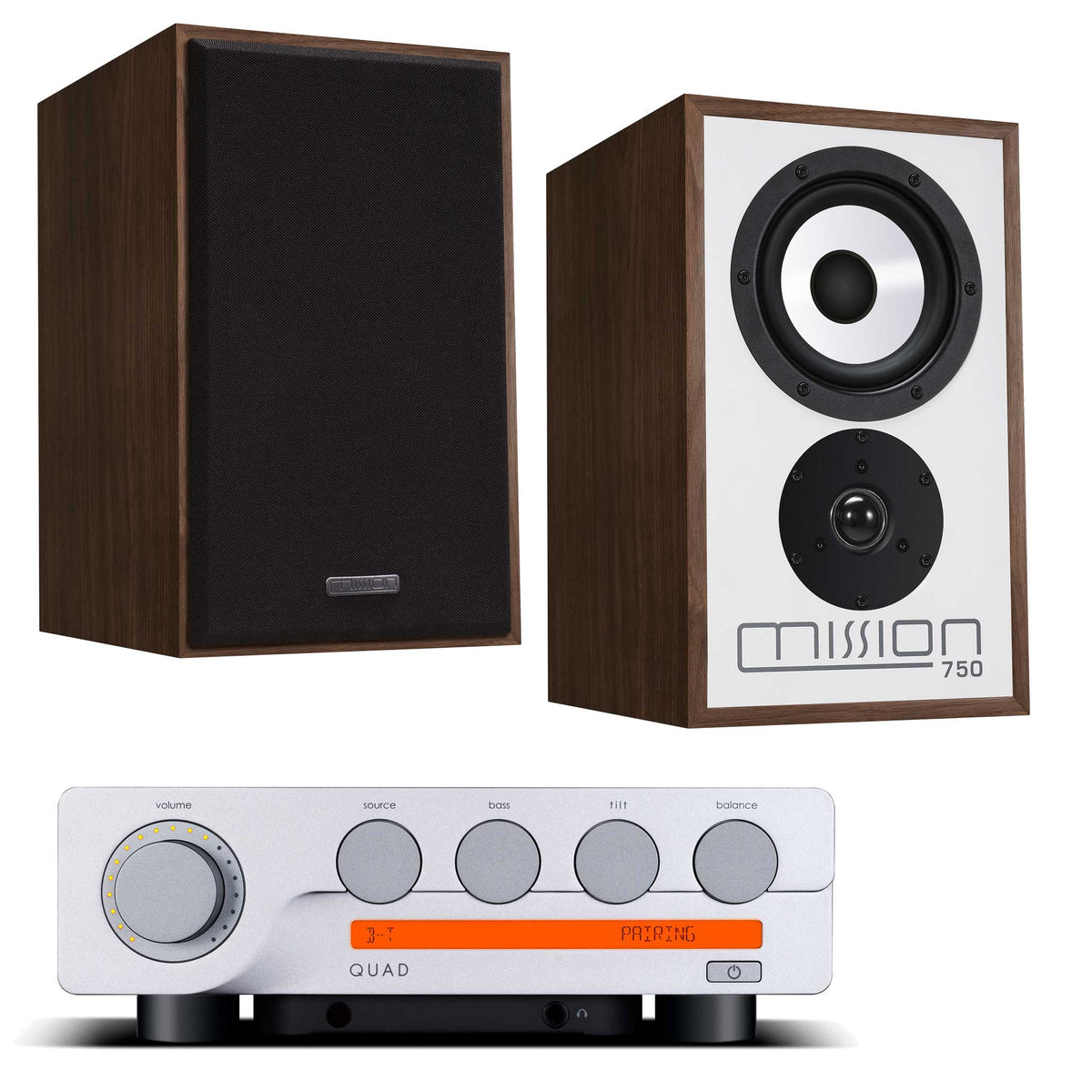 Quad 3 with Mission 750 Speakers Walnut