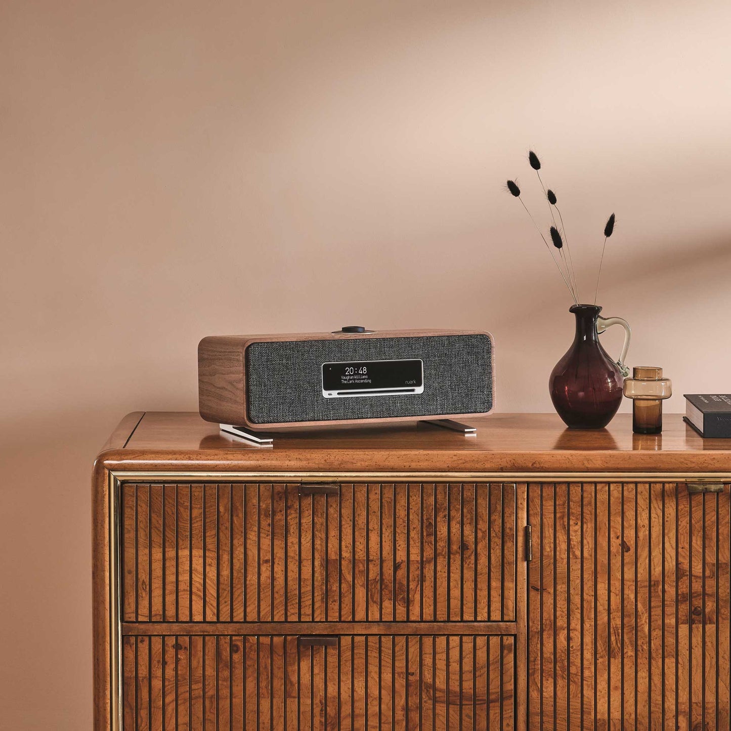 Ruark Audio R3S Rich Walnut On Sideboard