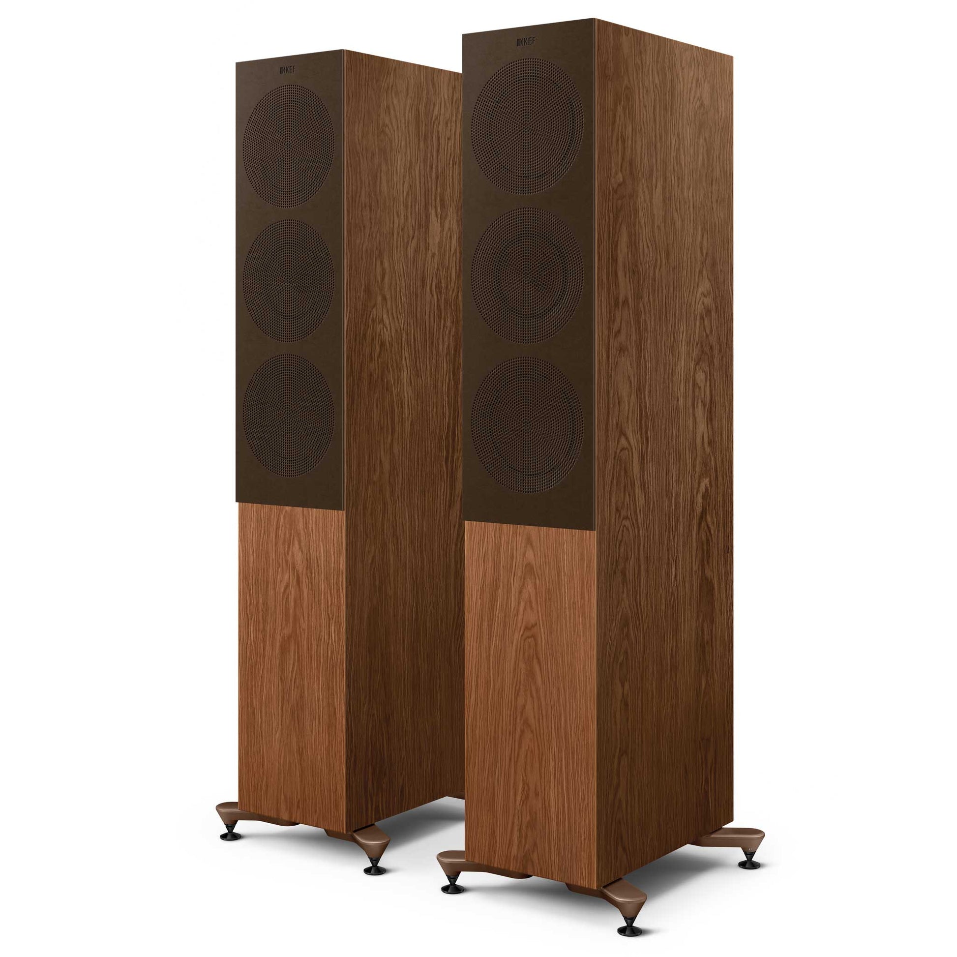 KEF R7 Meta Walnut Grilles On
