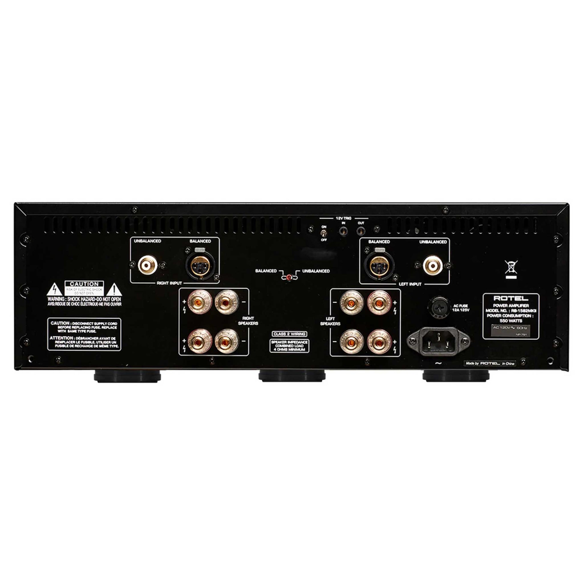 Rotel RB-1582 MKII Stereo Power Amplifier Rear View