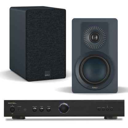 Rotel A8 Black with Dali Kupid Chilly Blue