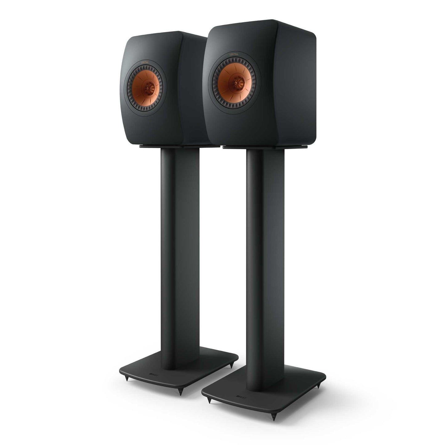 KEF S2 Floor Stands Carbon Black With LS50 Meta