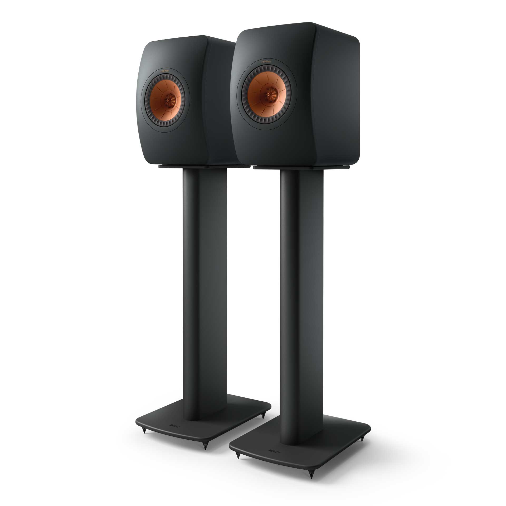 KEF S2 Floor Stands Carbon Black With LS50 Meta