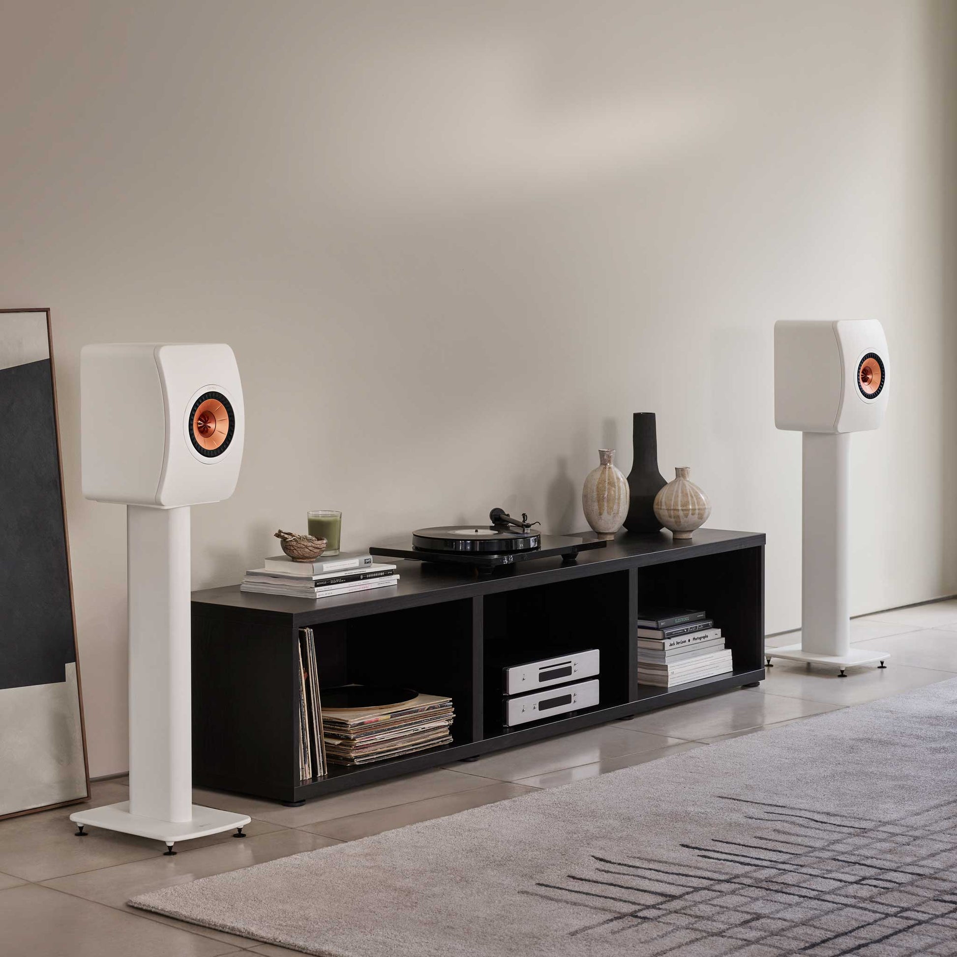 KEF S2 Floor Stands White Room Setting