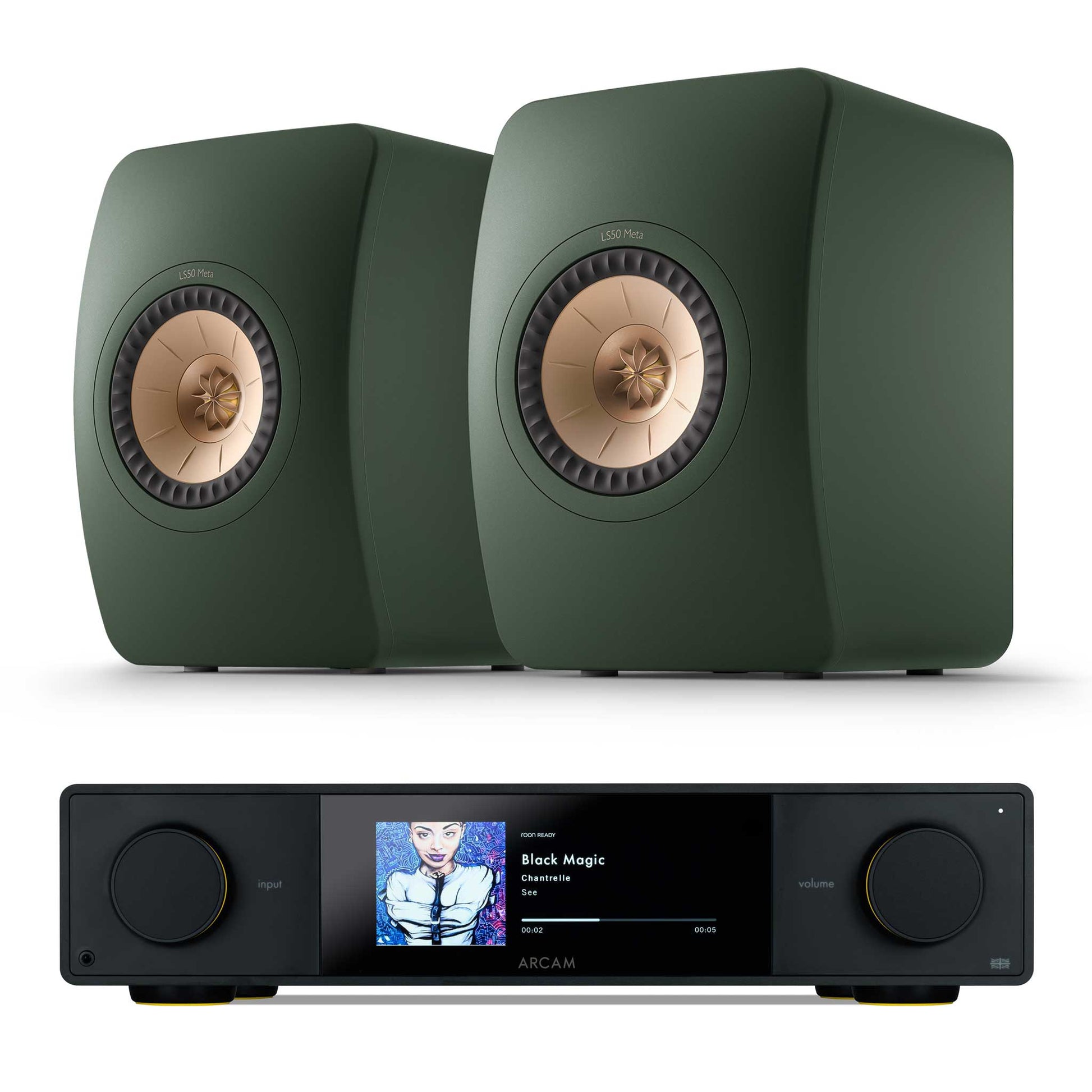 Arcam SA35 with KEF LS50 Meta Moss Green