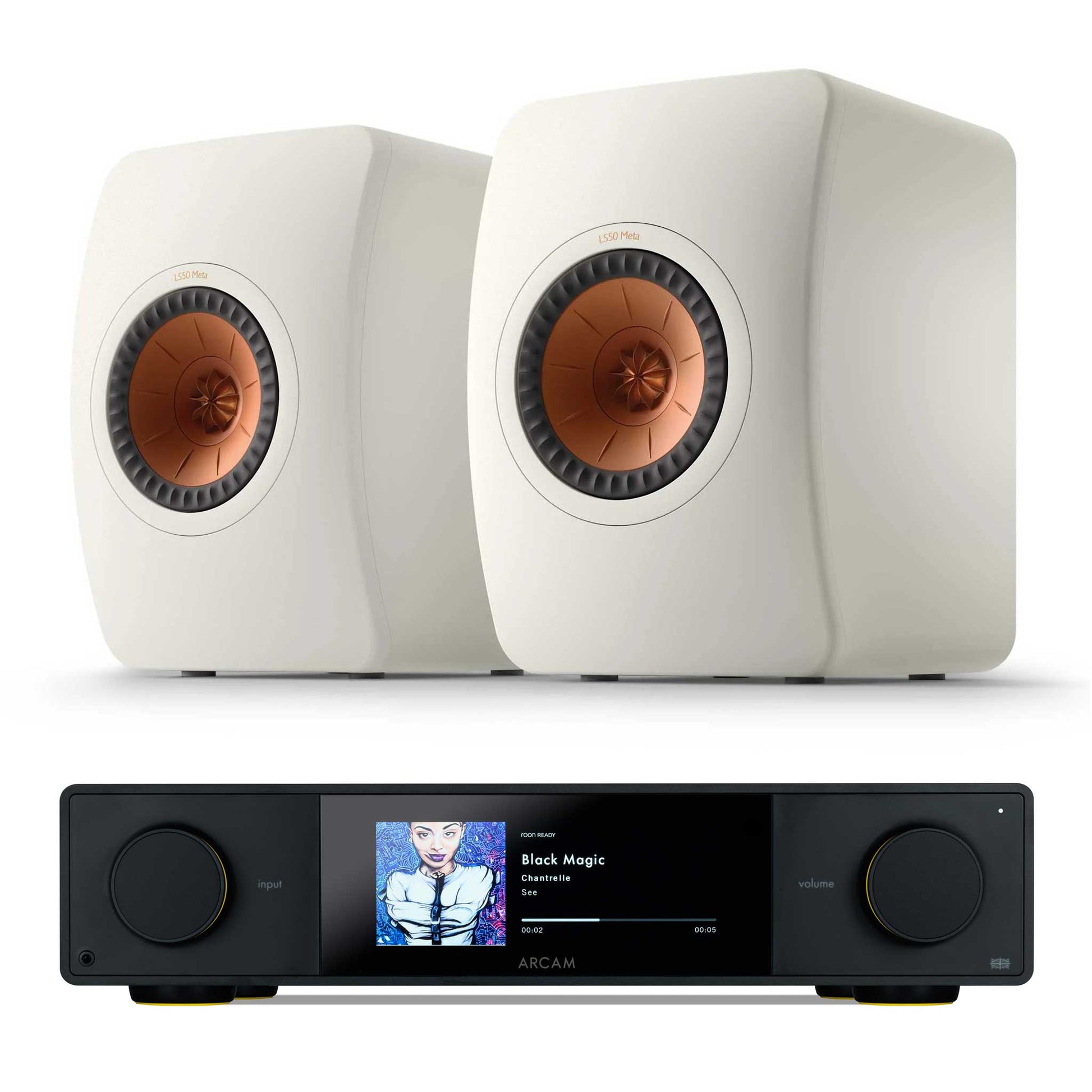 Arcam SA35 with KEF LS50 Meta Mineral White