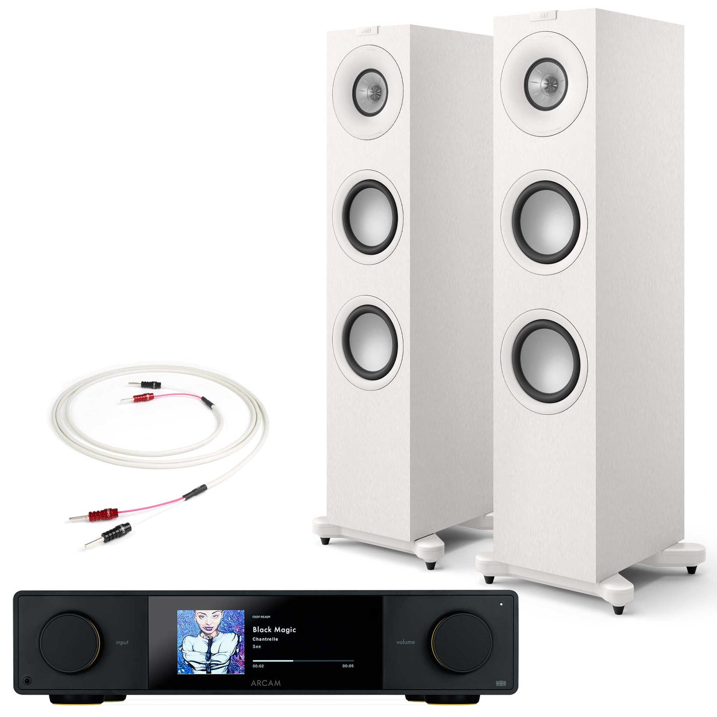 Arcam SA35 with KEF Q7 Meta Satin White