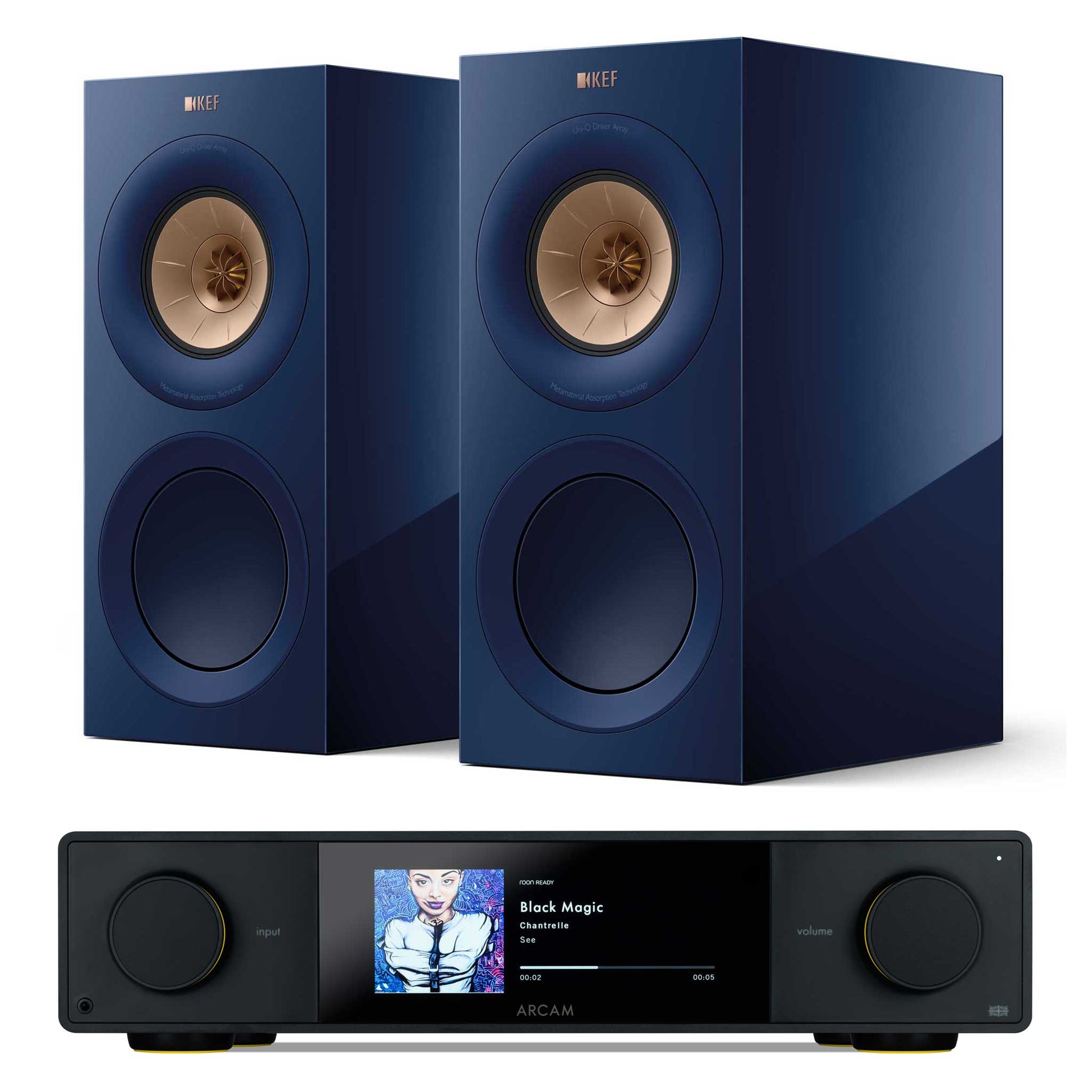 Arcam SA35 with KEF R3 Meta Indigo Gloss
